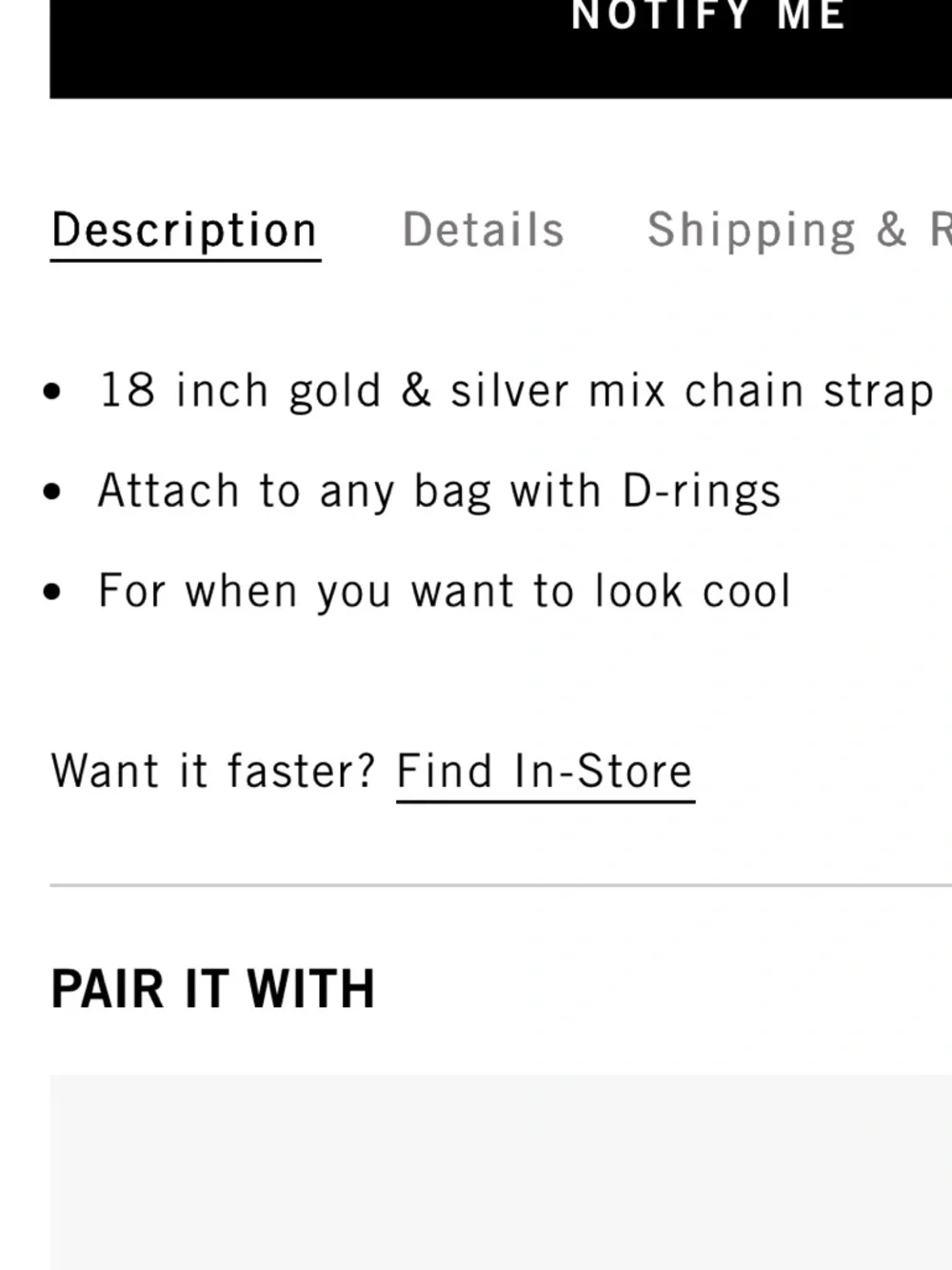 Clare V Shortie Strap - Vintage Gold/Silver Mixed Metal - Picture 5 of 6